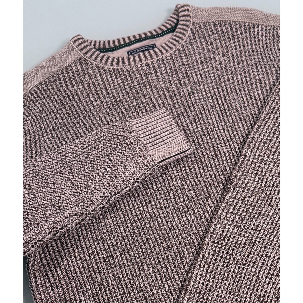 G. H. Bass Marbled Shaker Knit Sweater Mens XL Contrast Shoulder Patch Woodsman